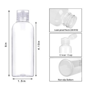 YICTEK Plastic Travel Bottles for Toiletries TSA Approved,100ml/3.4oz Empty Small Squeeze Travel Size Bottle Containers with Flip Cap(6 Pack)