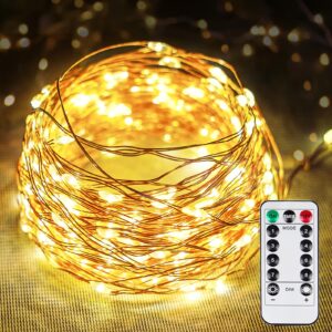 66ft 200 led fairy lights plug in with remote and timer, waterproof string lights indoor outdoor, upgraded 8 modes twinkle string lights for bedroom xmas wedding party (warm white)