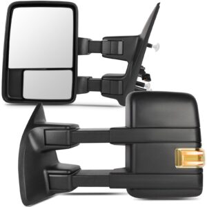 ECCPP Tow Mirrors Towing Mirrors Compatible with 2004-2014 for Ford for F-150 Pickup Truck with Left Right Side Power Control Heat Turn Signal Puddle Light with Black Housing