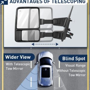 ECCPP Tow Mirrors Towing Mirrors Compatible with 2004-2014 for Ford for F-150 Pickup Truck with Left Right Side Power Control Heat Turn Signal Puddle Light with Black Housing