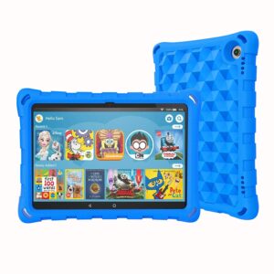 fire hd 8 case for kids, oqddqo all-new kindle fire 8 case (12/10th generation, 2022/2020 release), hollow corners with double shock absorption, fire 8 tablet case and fire hd 8 plus case (blue)