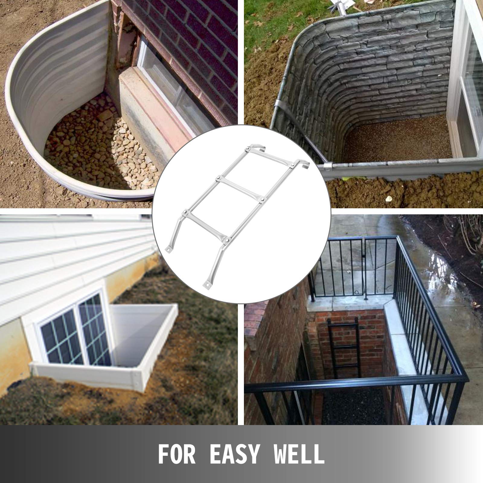 Happybuy Egress Ladder Basement 4 Steps Basement Egress Egress Window Ladder Loft Ladder Window Well Ladder Attic Ladder Parts Escape Ladder Emergency Window Ladder Egress Well Egress Windows