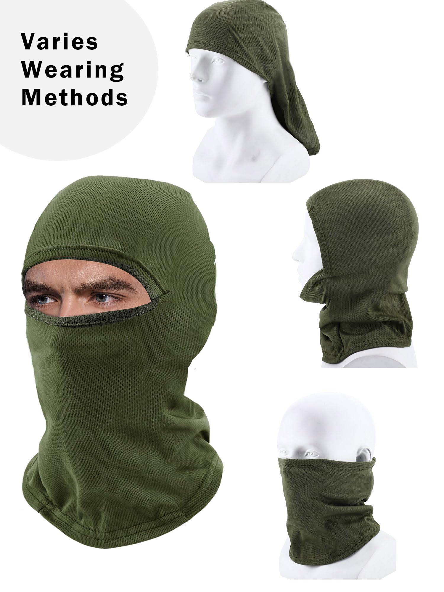 6 Pieces Balaclava Face Mask Motorcycle Windproof Camouflage Fishing Face Cover Winter Ski Mask (Black, Khaki, Army Green, Printed Black, Printed Green, Dark Green)