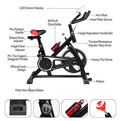 Hstore Bike Ultra-Quiet Exercise Bike, Indoor Fitness Bicycle Health Exercise Bike Home Bicycle Fitness Equipment