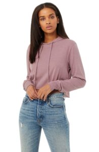 bella canvas women's triblend crop long sleeve, orchid, small