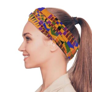 High Elastic Neck Gaiter, Magic Scarf, Bandana, Balaclava,Ghana Kente Cloth Headband for Cycling, Fishing, Motorcycling, Running, Skateboarding, Moisture Wicking Headwear