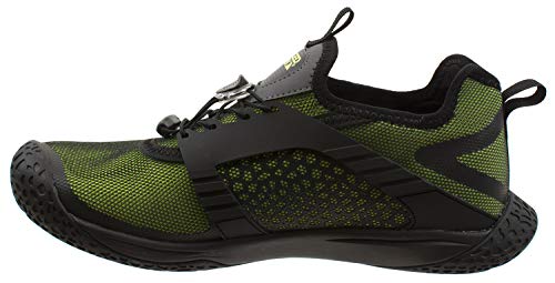 RUGGED SHARK Men's Water Shoes, Water-X Activewear Athletic Drainage Shoes with Bungee Lace Up, Sports Water Slip on Sneaker for Men Size 10, Green-Black