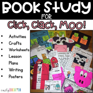 book study for click, clack, moo: cows that type