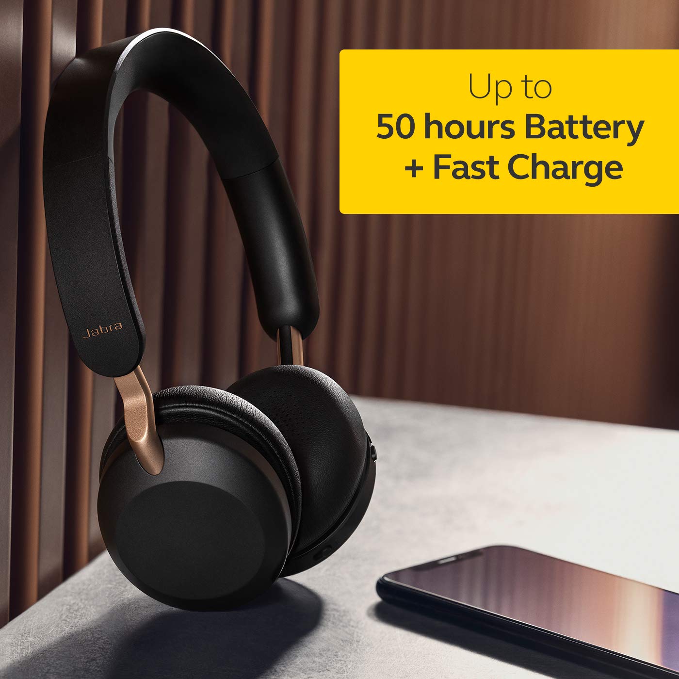 Jabra Elite 45h, Copper Black – On-Ear Wireless Headphones with Up to 50 Hours of Battery Life, Superior Sound with Advanced 40mm Speakers – Compact, Foldable & Lightweight Design