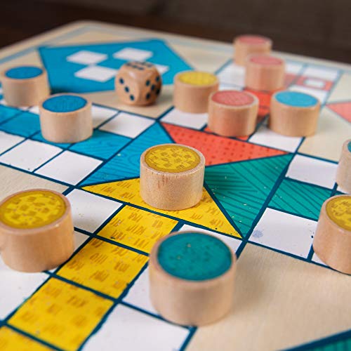 Ludo + Snakes & Ladders Wooden Board Game 2-Pack - Two Game Set in One Bundle - Children's Family Pachisi Learning Dice Games for Adults & Kids - Classic 12" x 12" Two-Sided Board for 2-4 Players