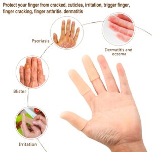 Frienda 30 Pieces Gel Finger Protector Finger Cots Silicone Finger Cover Cap Gel Finger Sleeves Finger Support for Finger Cracking, Finger Trigger (Apricot)