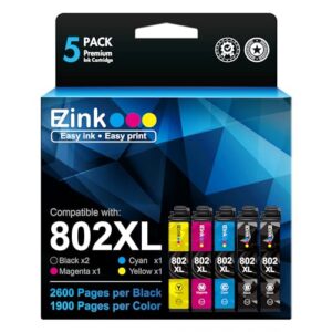 e-z ink (tm remanufactured ink cartridge replacement for epson 802xl 802 t802xl t802 to use with workforce pro wf-4740 wf-4730 wf-4720 wf-4734 ec-4020 ec-4030 (2 black, 1 cyan, 1 magenta, 1 yellow)