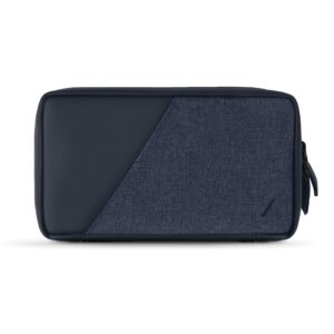 native union stow organizer – premium travel tech kit crafted with durable canvas – keep essentials organized with flexible storage & quick-access pocket for cables, chargers, sim card & more (indigo)
