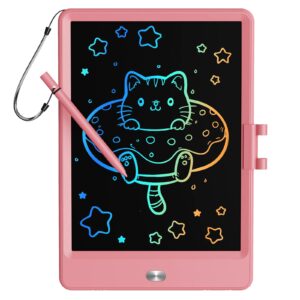 tekfun lcd writing tablet doodle board, 8.5inch colorful drawing tablet writing pad, kids gifts toys for 3 4 5 6 7 year old kids, erasable doodle pad toddler travel car toy road trip activity (pink)