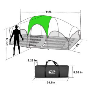 CAMPROS Tent-8-Person-Camping-Tents, Waterproof Windproof Family Tent, 5 Large Mesh Windows, Double Layer, Divided Curtain for Separated Room, Portable with Carry Bag, for All Seasons 1 (Green)