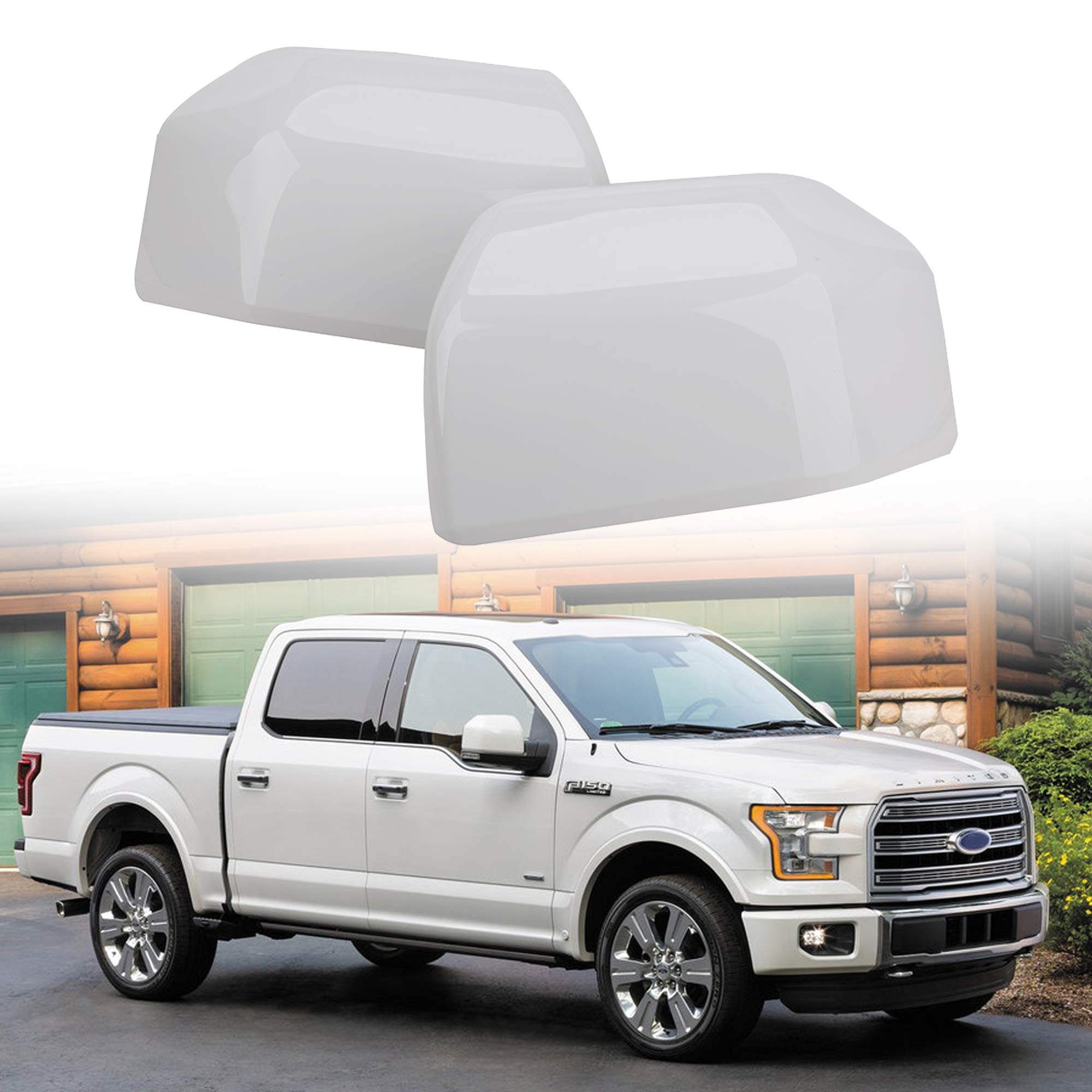 Oxford White Mirror Cover Caps Compatible with Ford F150 2015 2016 2017 2018 2019 2020 Door Rear View Upgrade