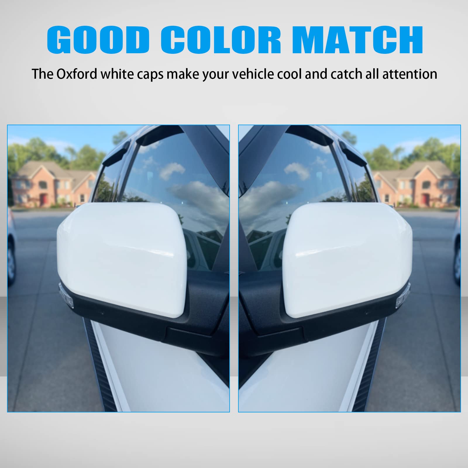 Oxford White Mirror Cover Caps Compatible with Ford F150 2015 2016 2017 2018 2019 2020 Door Rear View Upgrade