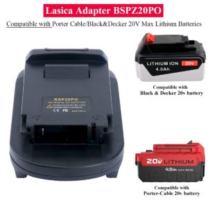 Lasica 18V to 20V Battery Adapter Compatible with Porter-Cable 20V MAX Lithium Battery Replacement for Porter-Cable 18V NiCad, NiMh and Lithium Battery for 18 Volt Tools