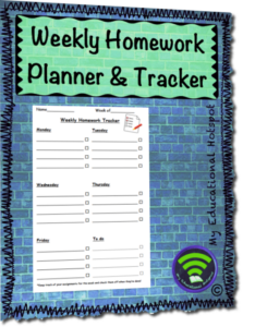 weekly homework tracker and planner template