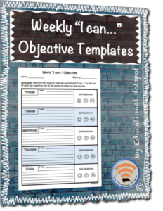 weekly "i can..." objectives differentiated template