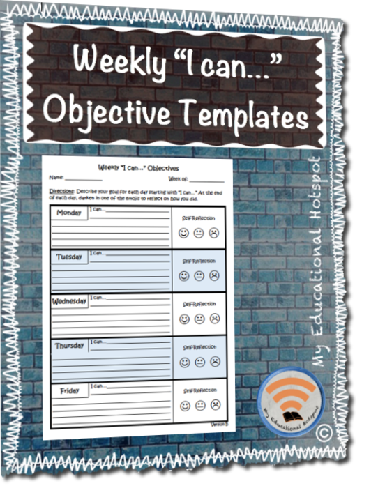 Weekly "I can..." Objectives Differentiated Template