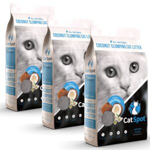 catspot litter: coconut cat litter, biodegradable, all-natural, lightweight & dust-free (clumping, 3 bags)