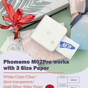 Phomemo 300dpi Pocket Mobile Pocket Printer- M02 Pro Thermal Bluetooth Portabel Mini Photo Printer Compatible with iOS and Android, for Photo Printing, Graffiti,Learning,Work, White