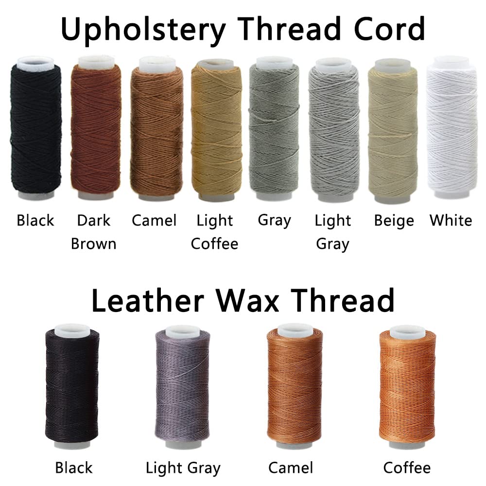 34 Pack Upholstery Repair Kit, Leather Craft Sewing Tools Needles Canvas Thread and Needles Tape Measure Stitching Needles for Leather Repair Kit