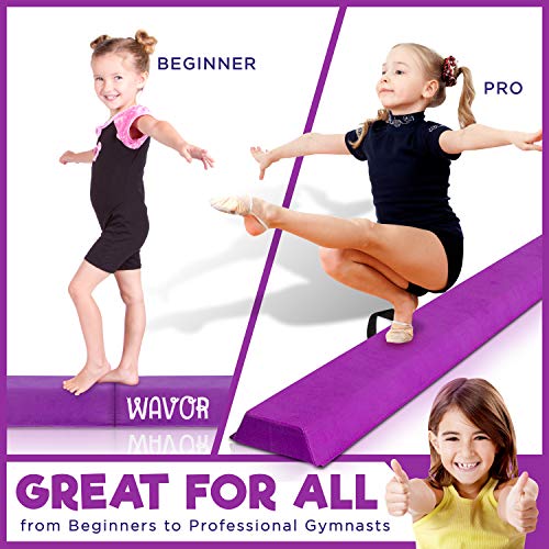 Wavor 8ft Balance Beam: 4 Flowers, 2 Ribbons, Foldable, Easy to Carry, Stable, Firm, 2 Color Options, 4-Inch Wide Kids Gymnastics Beam