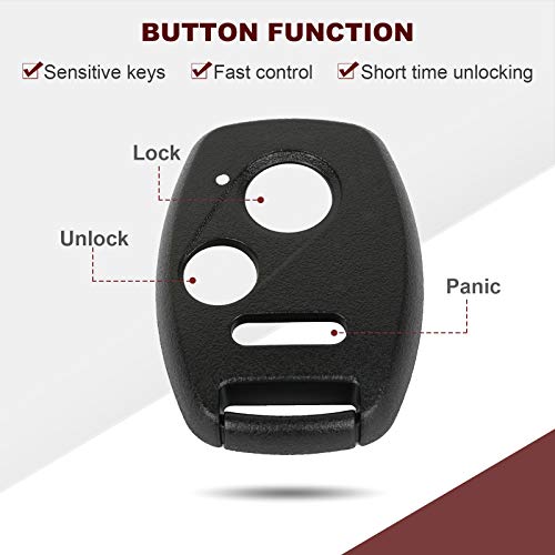 ANGLEWIDE 1pad Flip Key Fob Keyless Entry Remote Control SHELL CASE Replacement for Civic LX 06-11 3 Buttons