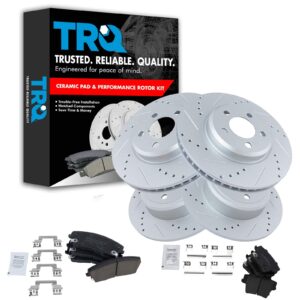 rotor & brake pad ceramic performance drilled slotted front & rear kit