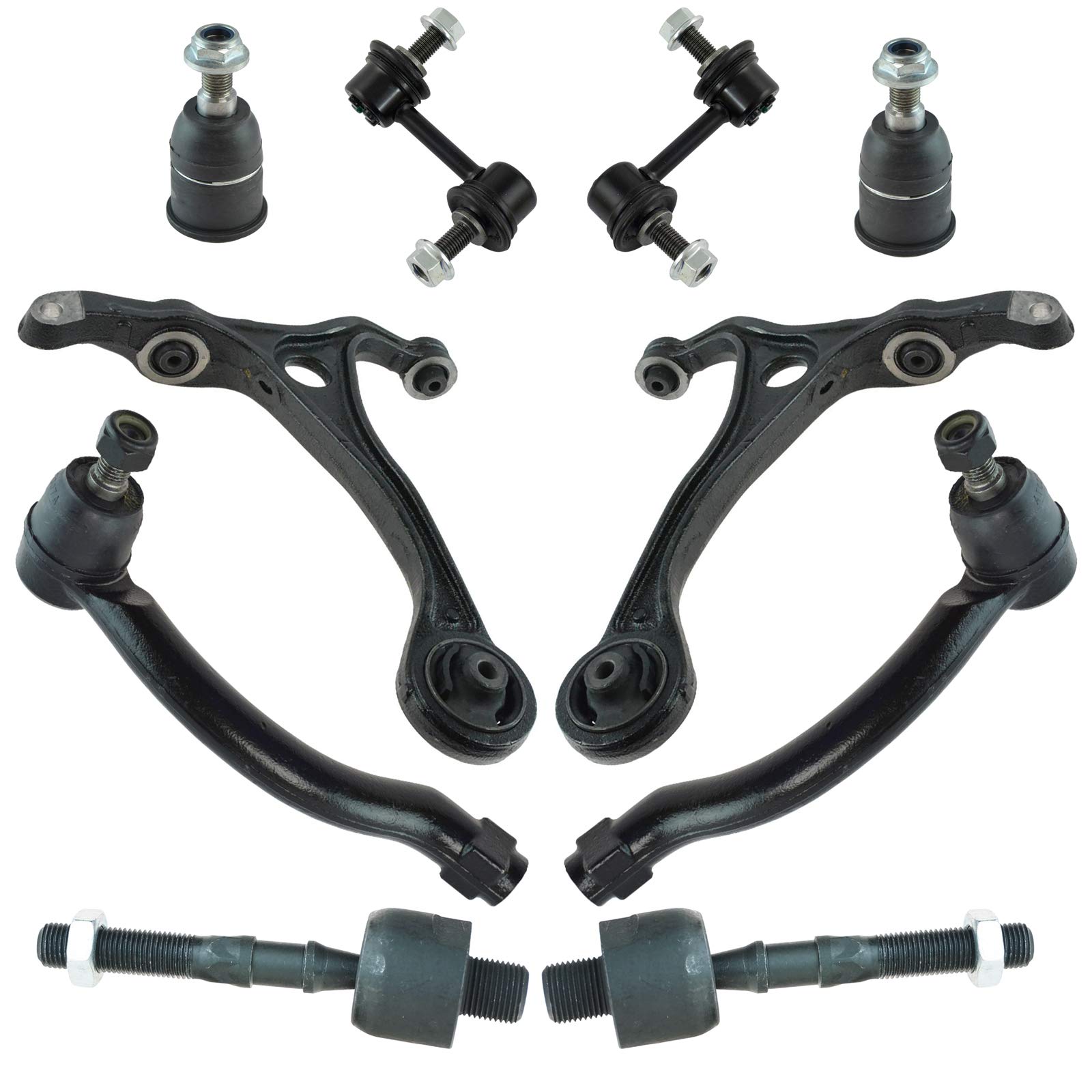 TRQ Front Ball Joint Tie Rod Arm Sway Bar Link Steering Suspension Kit Set 10pc Compatible with 2004-2006 Acura TL