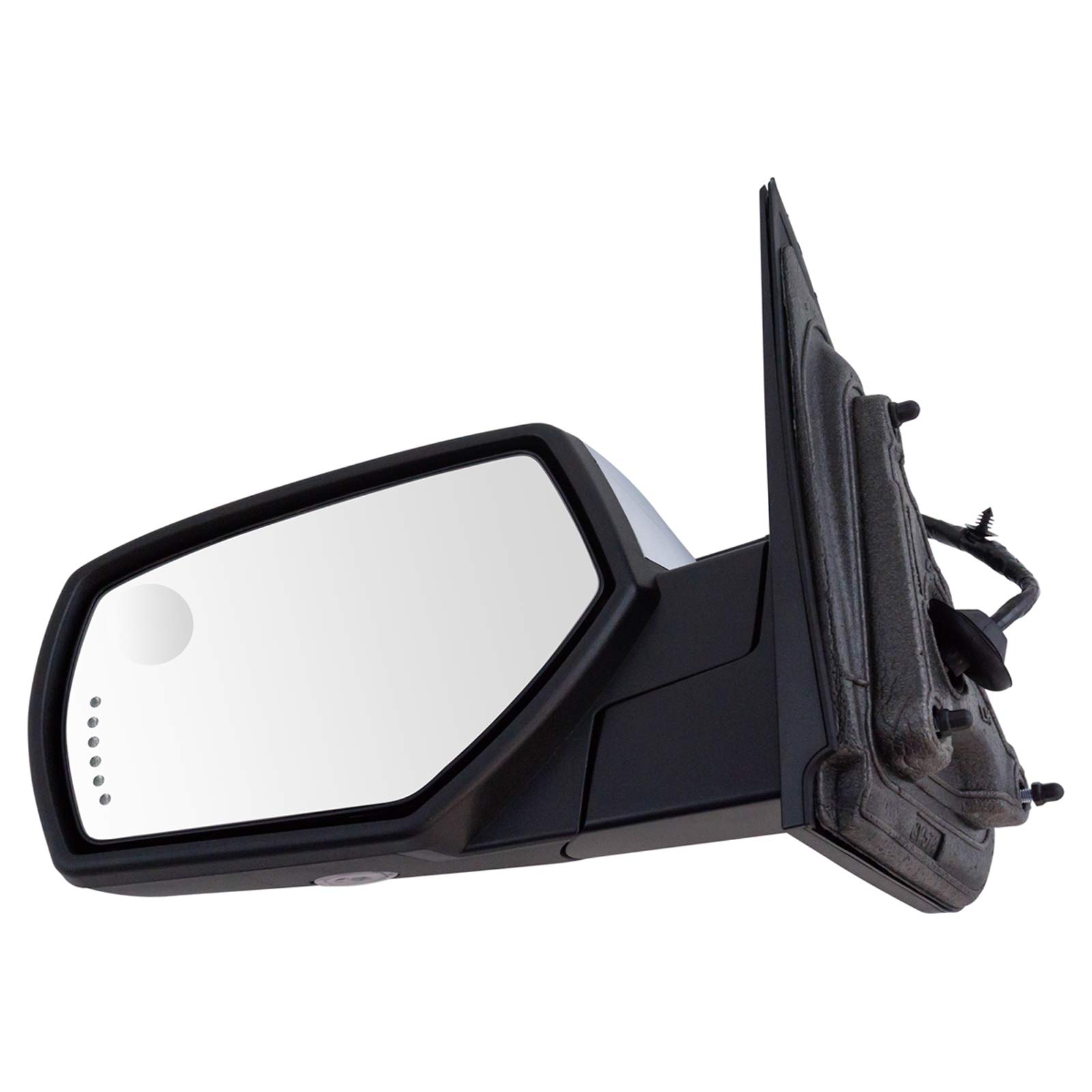 TRQ MRA06847 Left Drivers Side Door Mirror with Signal Heat Memory Puddle Light Power Folding Compatible with 2014-2018 Chevrolet Silverado 1500 2015-2018 Silverado 2500 HD Silverado 3500 HD Sierra