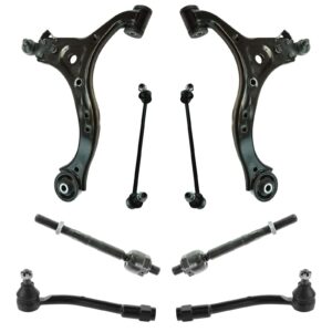 trq 8 piece steering & suspension kit control arms w/ball joints tie rods end links compatible with 2007-2008 hyundai entourage 2006-2012 kia sedona