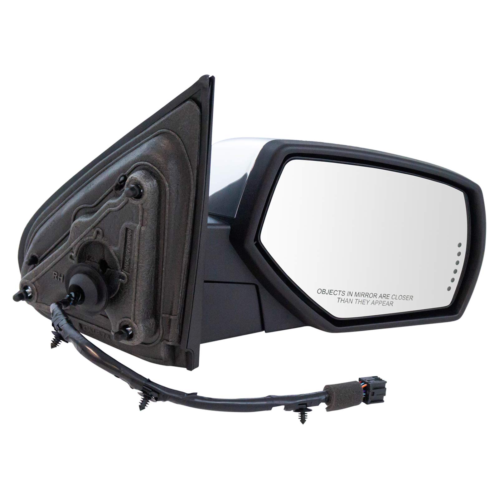 TRQ MRA06848 Right Passenger Side Door Mirror with Signal Heat Memory Puddle Light Power Folding Compatible with 2014-2018 Chevrolet Silverado 1500 2015-2018 Silverado 2500 HD Silverado 3500 HD Sierra