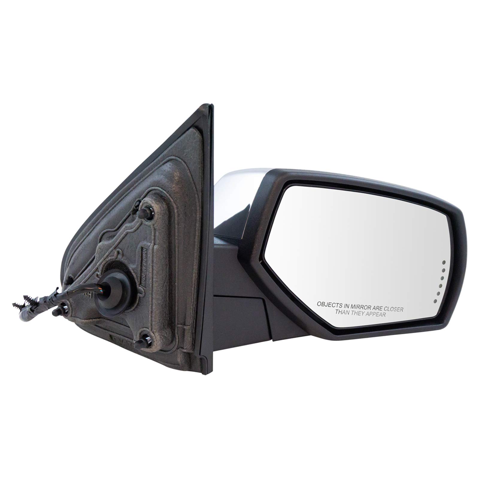 TRQ MRA06848 Right Passenger Side Door Mirror with Signal Heat Memory Puddle Light Power Folding Compatible with 2014-2018 Chevrolet Silverado 1500 2015-2018 Silverado 2500 HD Silverado 3500 HD Sierra