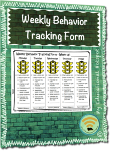 student friendly weekly behavior tracker form