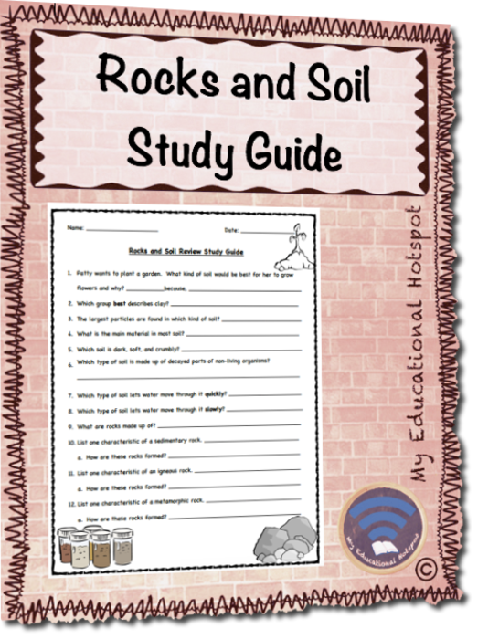 Rocks and Soil Study Guide or Assessment