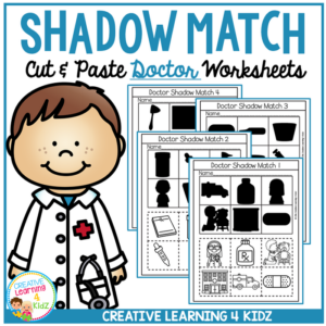shadow matching doctor cut & paste worksheets