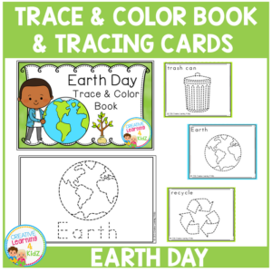 earth day trace & color book + tracing cards fine motor skills