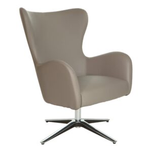 office star wilma swivel faux leather arm chair with 4-star aluminum base, dillon stratus grey