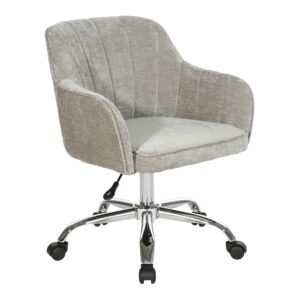 osp home furnishings versailles office chair in smoke velvet fabric with chrome base