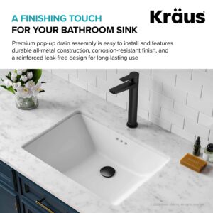 KRAUS Pop-Up Drain with Overflow in Matte Black, PU-11MB