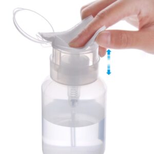 Biutee Cleaner Bottle Clear Bottle 1 PCS Push Down Empty Lockable Pump Dispenser Bottle for Nail Polish and Makeup Remover 200ml (1 PCS)