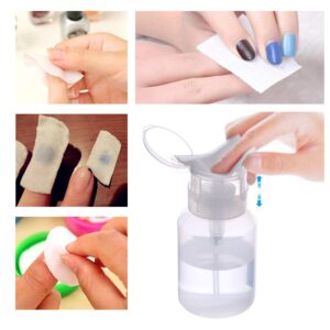 Biutee Cleaner Bottle Clear Bottle 1 PCS Push Down Empty Lockable Pump Dispenser Bottle for Nail Polish and Makeup Remover 200ml (1 PCS)