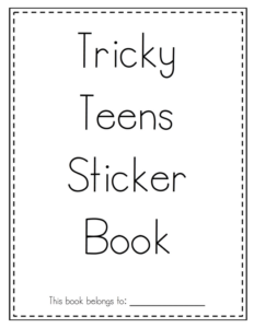 tricky teens sticker book (a concrete activity for the numbers 11-19)