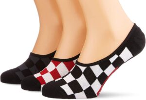 vans - men's, classic super no-show socks - assorted 3 pair pack (black/white, red/white, black/grey) l 9.5-13