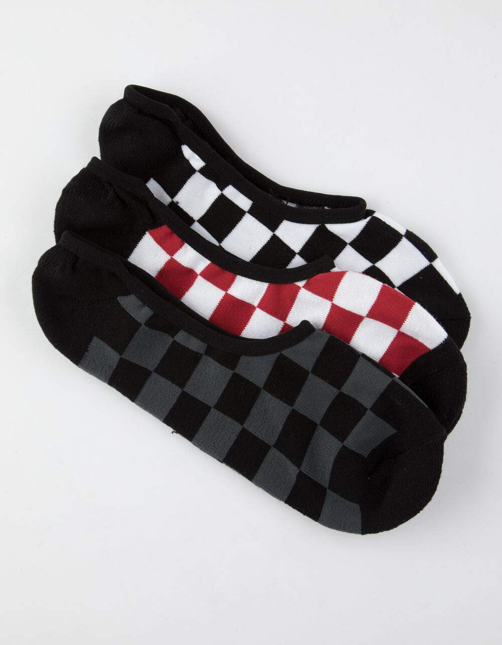 VANS - Men's, Classic Super No-Show Socks - Assorted 3 Pair Pack (Black/White, Red/White, Black/Grey) L 9.5-13