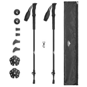 cascade mountain tech trekking poles - ultralight 2 piece carbon fiber walking or hiking sticks with quick adjustable locks (set of 2) , black