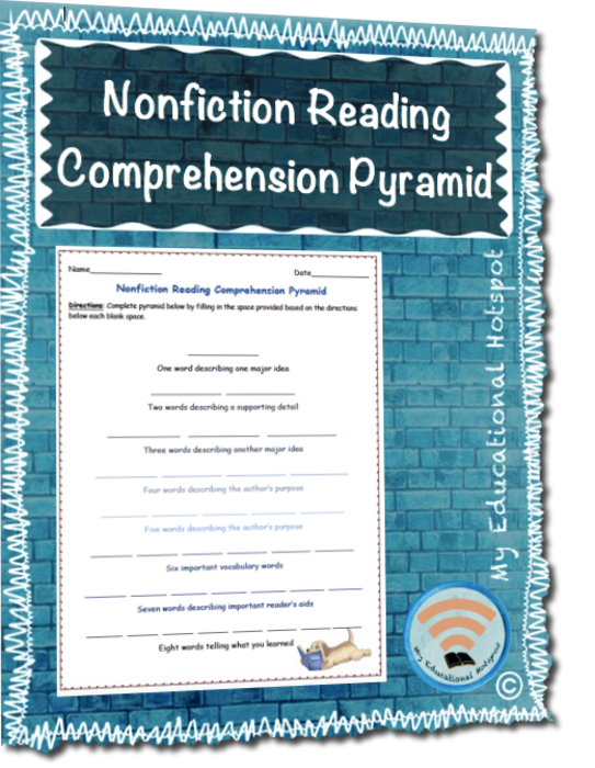 Nonfiction Reading Comprehension Pyramid Template